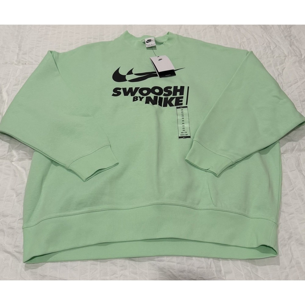 NWT WOMEN'S SPORTSWEAR SWOOSH OVERSIZED CREWNECK SWEATSHIRT IN VAPOR GREEN XS